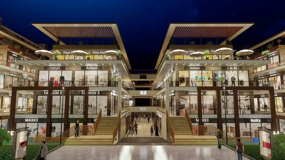 Artistic impression: central atrium and staircase at night