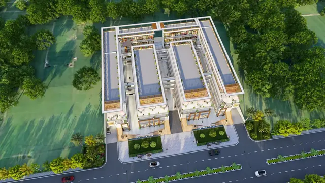 Artistic impression: aerial view of the two wings