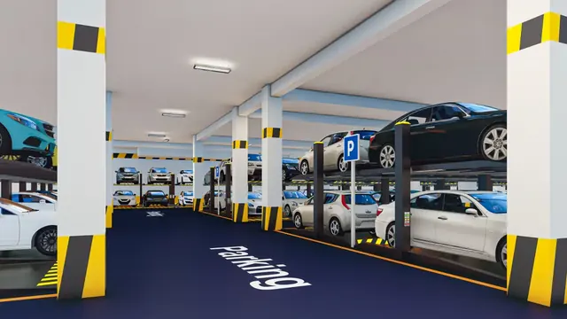 Artistic impression: basement parking bay with stacked parking